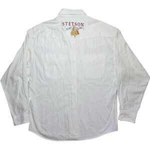 Vintage Stetson The Best In The West Embroidered Pearl Snap Shirt White Large